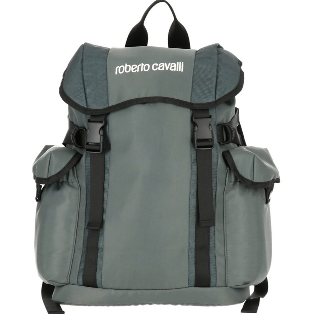 Roberto Cavalli Casual Sport Utility Logo Backpack Green